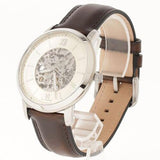 Fossil Neutra Automatic Skeleton White Dial Brown Leather Strap Watch for Men - ME3184