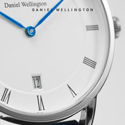 Daniel Wellington Dapper Bristol White Dial Brown Leather Strap Watch For Women - DW00100098