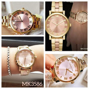 Michael Kors Norie Gold Dial Two Tone Steel Strap Watch for Women - MK3586