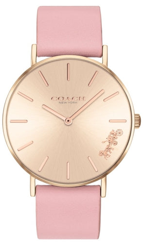 Coach Perry Rose Gold Dial Pink Leather Strap Watch for Women - 14503332-C