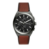 Fossil Everett Chronograph Grey Dial Brown Leather Strap Watch for Men - FS5799