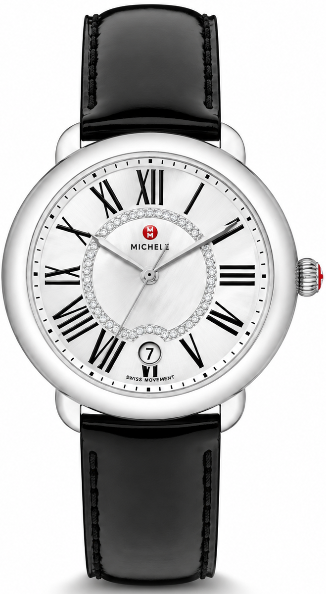 Michele Serein Mother of Pearl Dial Black Leather Strap Watch for Women - MWW21B000011