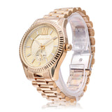 Michael Kors Lexington Quartz Gold Dial Gold Steel Strap Watch For Men - MK8947