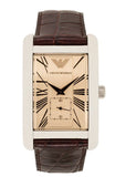 Emporio Armani Classic Beige Dial Brown Leather Strap Watch For Men - AR0154