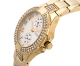 Guess Mini Prism Diamonds White Dial Gold Steel Strap Watch for Women - W15072L1