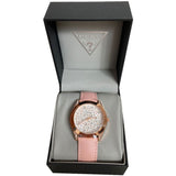 Guess Wonderlust Beige Dial Pink Leather Strap Watch for Women - W1065L1