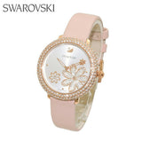 Swarovski Crystal Frost White Dial Pink Leather Strap Watch for Women - 5519223