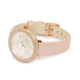 Swarovski Crystal Frost White Dial Pink Leather Strap Watch for Women - 5519223