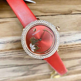 Swarovski Crystal Frost Red Dial Red Leather Strap Watch for Women - 5519226