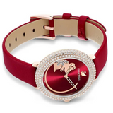 Swarovski Crystal Frost Red Dial Red Leather Strap Watch for Women - 5519226