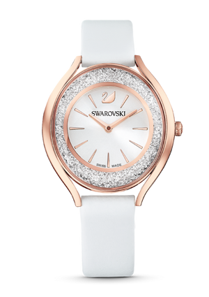 Swarovski Crystalline Aura Silver Dial White Leather Strap Watch for Women - 5519453