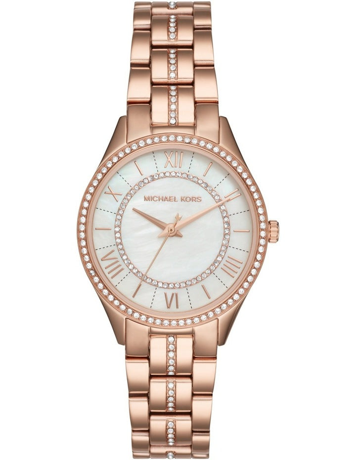 Michael Kors Lauryn Mother of Pearl Dial Rose Gold Steel Strap Watch for Women - MK3716