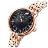 Swarovski Crystalline Chic Analog Black Dial Rose Gold Steel Strap Watch for Women - 5544587