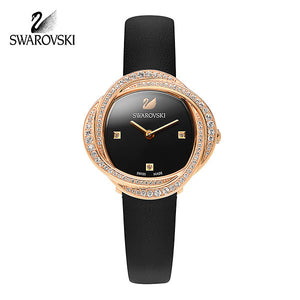 スワロフスキー　Swarovski CRYSTAL FLOWER WATCH Swarovski Crystal Flower Red Dial Rose Gold Steel Strap
