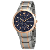 Emporio Armani Renato Chronograph Blue Dial Two Tone Steel Strap Watch For Men - AR80025