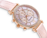 Swarovski Passage Chrono Pink Dial Pink Leather Strap Watch for Women - 5580352