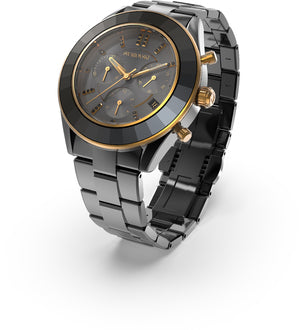 Unisex Black Black Sport Octea Dial Watch Steel Strap Swarovski Lux