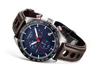 Tissot PRS 516 Chronograph Blue Dial Brown Leather Strap Watch For Men - T100.417.16.041.00