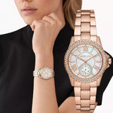 Michael Kors Camille Quartz Mother of Pearl White Dial Rose Gold Steel Strap Watch For Women - MK7364