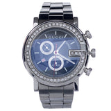 Gucci G Chrono Diamonds Black Dial Silver Steel Strap Watch For Men - YA101324