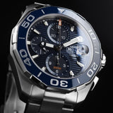 Tag Heuer Aquaracer Calibre 16 43mm Blue Dial Silver Steel Strap Watch untuk Pria - CAY211B.BA0927