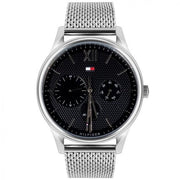 Tommy Hilfiger Damon Quartz Chronograph Black Dial Silver Mesh Bracelet Watch for Men - 1791415