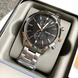 Fossil Townsman Chronograph Grey Dial Silver Steel Strap Watch for Men - FS5407