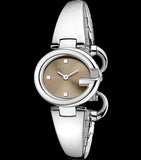 Gucci Guccissima Quartz Diamonds Brown Dial Silver Steel Strap Watch For Women - YA134503