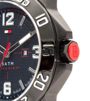 Tommy Hilfiger Cole Black Dial Blue Rubber Strap Watch for Men - 1790984