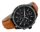 Tommy Hilfiger Gavin Chronograph Quartz Black Dial Brown Leather Strap Watch for Men - 1791470