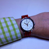 Tissot Quickster Chronograph NBA Chicago Bulls Jam Tangan Tali NATO Merah Dial Putih Untuk Pria - T095.417.17.037.04
