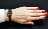 Tissot Lovely Square Quartz Diamonds Black Dial Jam Tangan Tali Kulit Hitam Untuk Wanita - T058.109.16.056.00