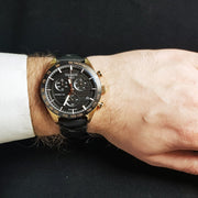 Tissot PRS 516 Chronograph Black Dial Black Leather Strap Watch For Men - T100.417.36.051.00