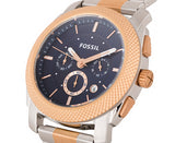 Fossil Machine Blue Dial Two Tone Steel Strap Watch for Men - FS5037