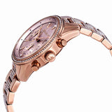 Michael Kors Ritz Chronograph Rose Gold Dial Rose Gold Steel Strap Watch For Women - MK6485