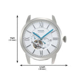 Fossil Townsman Automatic Chronograph White Dial Blue Leather Strap Watch for Men - ME3167