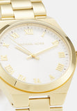 Michael Kors Lennox Three Hand Silver Dial Gold Steel Strap Watch For Women - MK7391