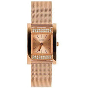 Guess Nouveau Diamonds Rose Gold Dial Rose Gold Mesh Bracelet Watch for Women - W0127L3