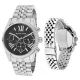 Michael Kors Runway Chronograph Black Dial Silver Steel Strap Watch For Women - MK5708