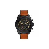 Fossil Bronson Black Dial Brown Leather Strap Watch for Men - FS5714