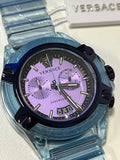 Versace Icon Active Chronograph Purple Dial Blue Silicone Strap Watch For Men - VEZ701523