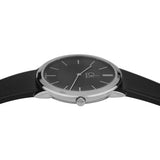 Calvin Klein Minimal Black Dial Black Leather Strap Watch for Men - K3M211C4