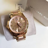 Michael Kors Layton Rose Gold Dial Gold Stainless Steel Strap Watch for Women - MK6476