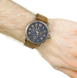 Tommy Hilfiger Briggs Chronograph Blue Dial Brown Leather Strap Watch for Men - 1791424