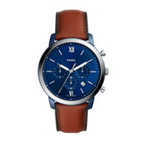 Fossil Neutra Chronograph Blue Dial Brown Leather Strap Watch for Men - FS5791