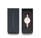 Daniel Wellington Classic Cambridge White Dial Two Tone Nylon Strap Watch For Men - DW00100003