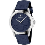 Gucci G Timeless Quartz Blue Dial Blue Leather Strap Watch For Men - YA1264032