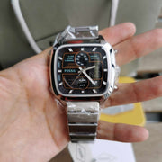 Fossil Retro Analog-Digital Black Dial Silver Steel Strap Watch for Men - FS5890