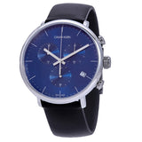 Calvin Klein High Noon Chronograph Blue Dial Black Leather Strap Watch for Men - K8M271CN