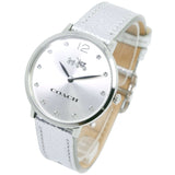 Coach Slim Easton Silver Dial Silver Leather Strap Watch for Women - 14502685